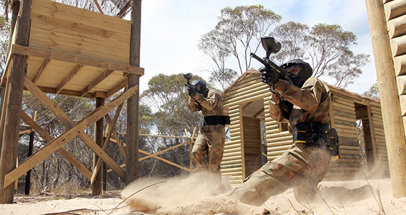 Outdoor paintball action